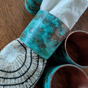 5 beautiful patina napkin holders